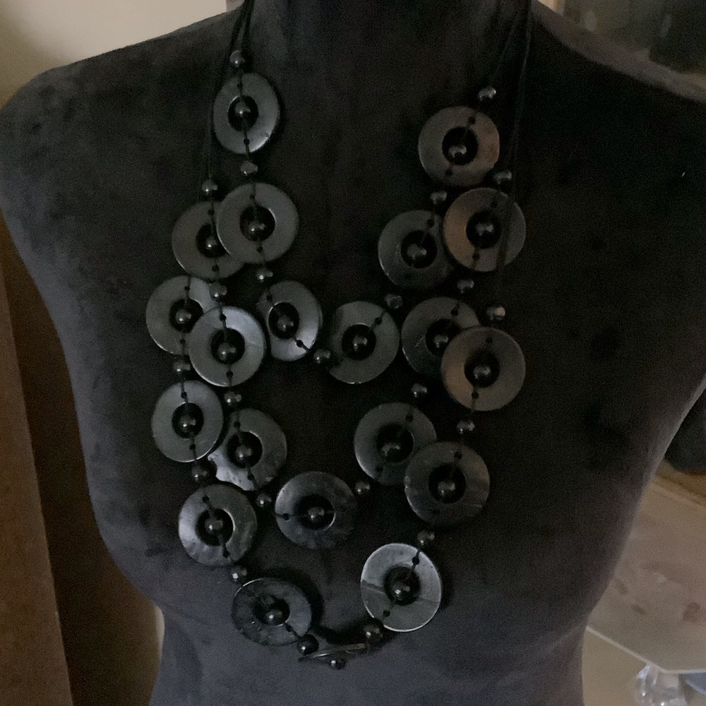 Wooden black necklace with matching earrings 🖤